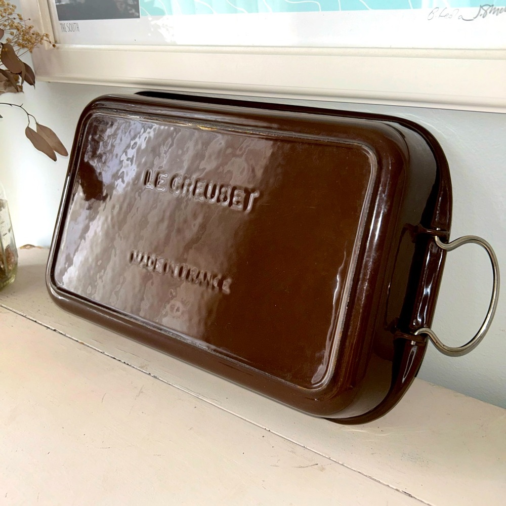 Vintage Chocolate Brown Le Creuset Roasting Pan